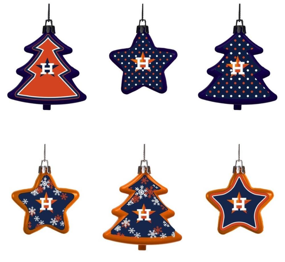 MLB Houston Astros Christmas Team Shatterproof Trees & Stars Ornaments - NEW
